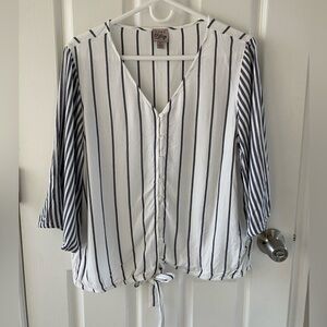 Como Vintage White Striped Blouse | XL
